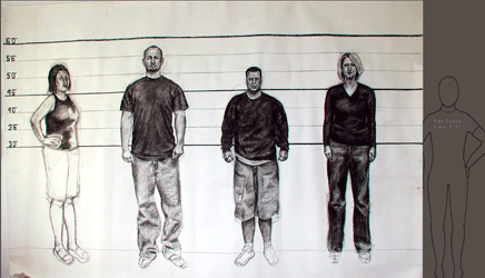 Life-Size Drawing of Police Lineup